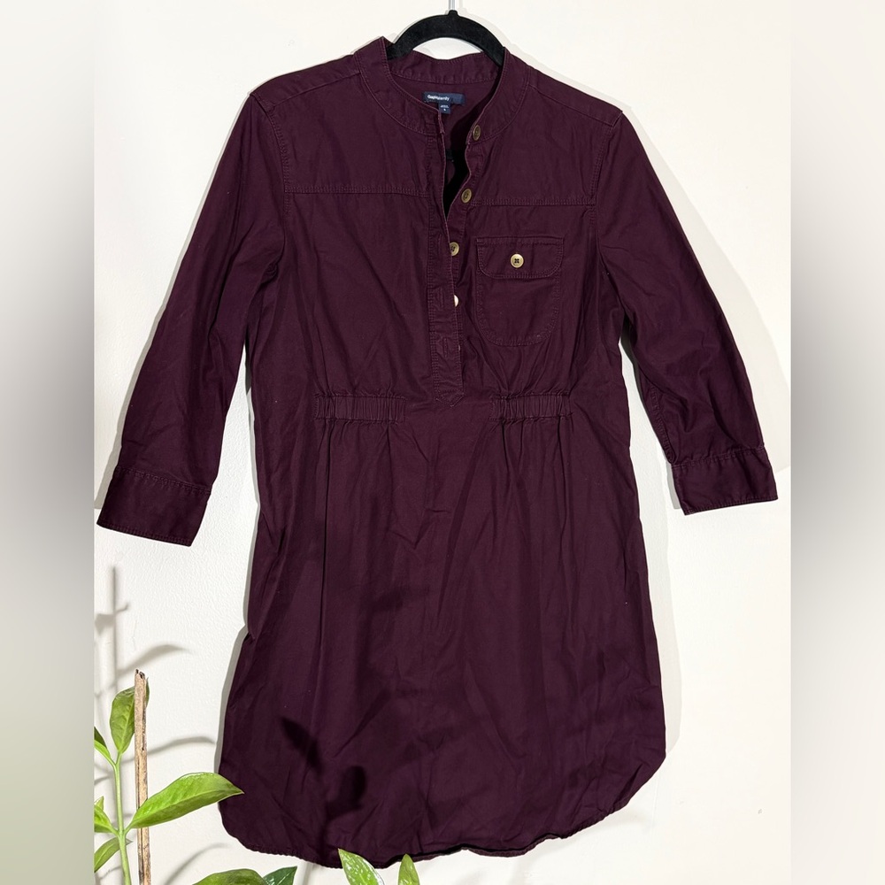 GAP Women's Maternity Long Sleeve Dress - Burgundy